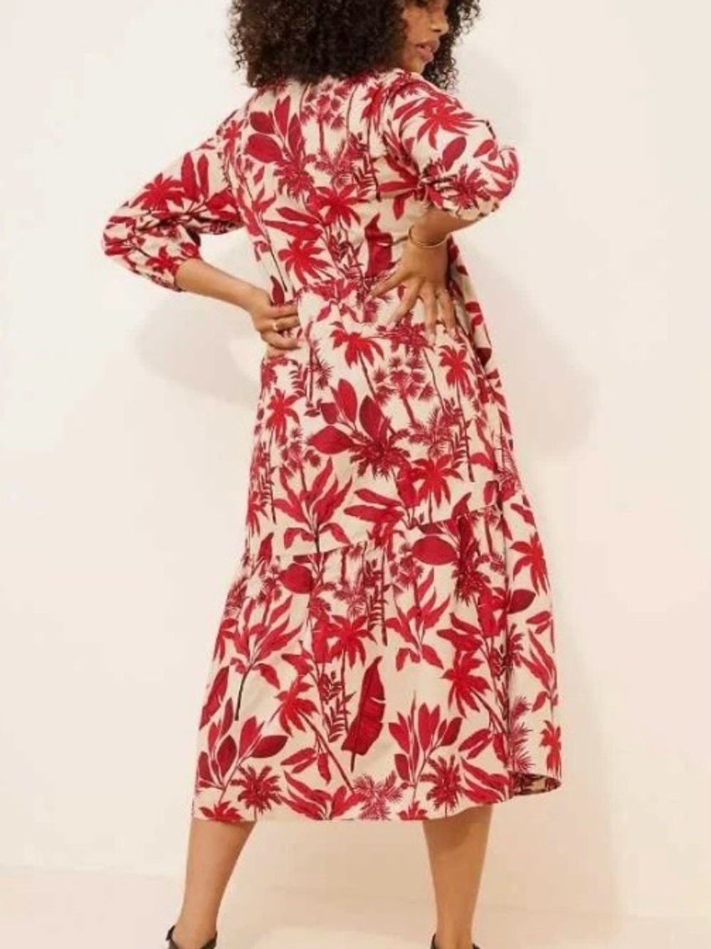 Plus 1X Maeve x Anthropologie The Bettina tiered shirt dress in Red floral - Picture 2 of 11